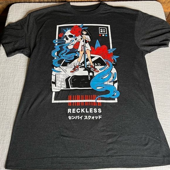 Senpai Squad RECKLESS T-Shirt, Women/Men Unisex, Charcoal, Various Sizes. NWT! - Picture 5 of 7